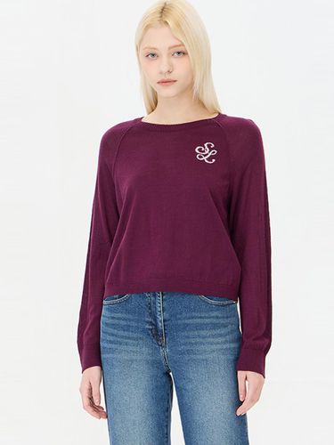 Intarsia Logo Boxy Crop Knit Pullover (SAKP11441PP) - Sisley - Modalova