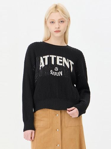 Lettering Jacquard Cotton Blend Knit Pullover [Black] (SAKP09441BK) - Sisley - Modalova