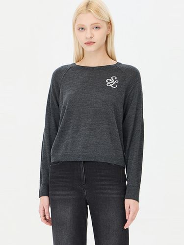 Intarsia Logo Boxy Crop Knit Pullover (SAKP11441CG) - Sisley - Modalova