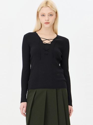 Lace-up Wool Blend Slim Fit Pullover (SAKP15441BK) - Sisley - Modalova