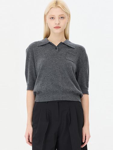 Cashmere Blend Collared Pocket Pullover (SAKP42461MG) - Sisley - Modalova