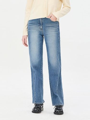 Washed Straight-fit Wide Cotton Blend Denim Pants (SADP13441BL) - Sisley - Modalova