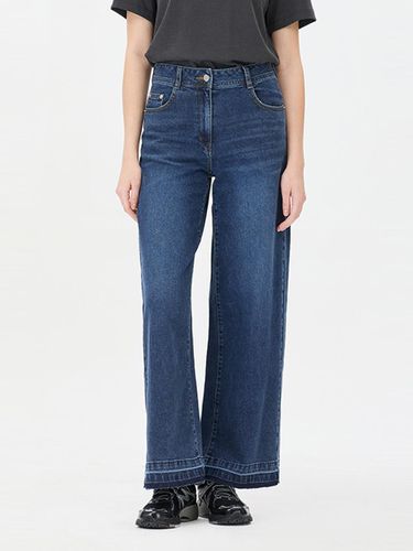 Back-Elastic Wide-Leg Bottom-Washed Denim Pants (SADP11441DB) - Sisley - Modalova