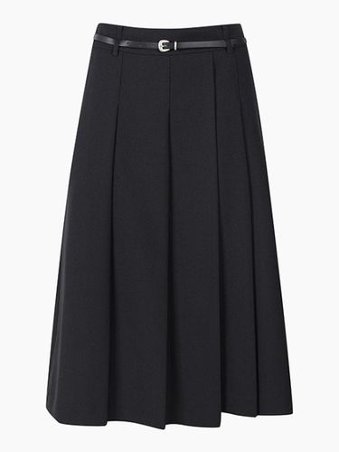 Belted Pleated Wool-Touch Skirt [Black] (SASK06441BK) - Sisley - Modalova