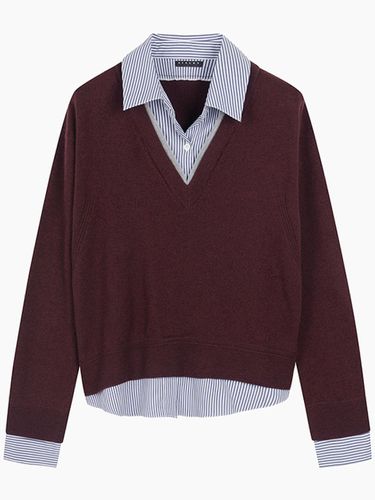 Wool Cotton Contrast Layered Knit (SAKP51461WI) - Sisley - Modalova