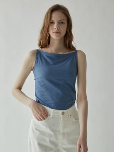 Boat Neck Cotton Modal Sleeveless Top [Blue] - MOMET - Modalova