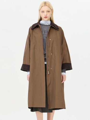 Corduroy Check Detachable Liner Cotton Blend Trench Coat [Brown] (SACT46461BR) - Sisley - Modalova