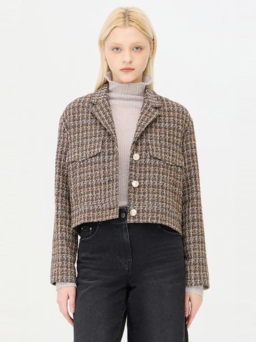 Echo Dolphin Tweed Pocket Crop Jacket [Brown] (SAJK37461BR) - Sisley - Modalova