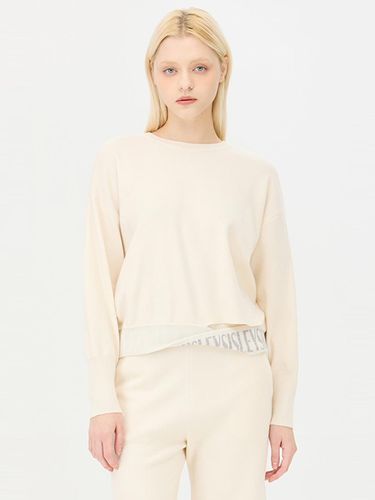 Wool Blend Contrast Lettering Relaxed Fit Knit (SAKP31461IV) - Sisley - Modalova