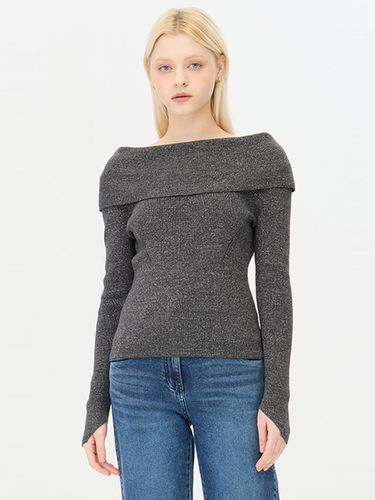 Wool Blend Metallic Off-Shoulder Knit (SAKP60461GR) - Sisley - Modalova