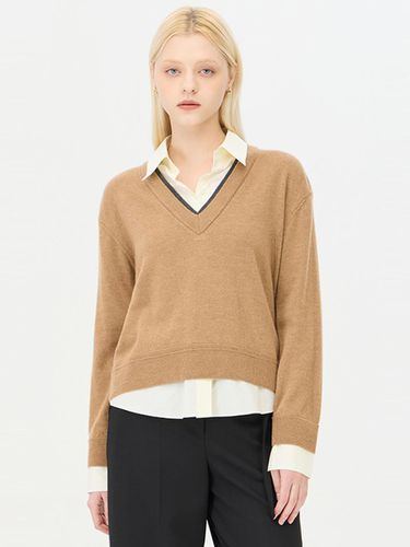 Wool Cotton Contrast Layered Shirt (SAKP51461CA) - Sisley - Modalova