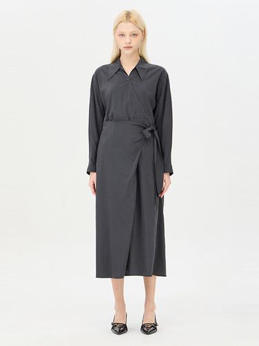 Tencel-blend Shirt-Style Wrap Dress (SAOP11441GR) - Sisley - Modalova