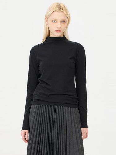 Silket Jersey Mock Neck Long Sleeve T-shirt [Black] (SATS11441BK) - Sisley - Modalova