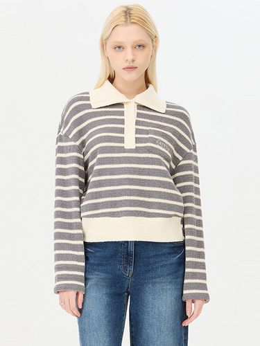 Striped Collar Chenille Pique Knit (SATS34461MG) - Sisley - Modalova