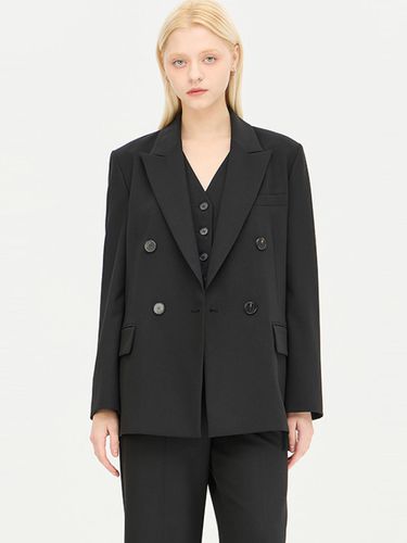 Wool Blend Double Four-Button Jacket (SAJK31461BK) - Sisley - Modalova