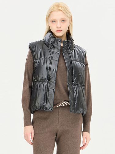 Eco Leather Down High Neck Vest (SAPD87461BK) - Sisley - Modalova