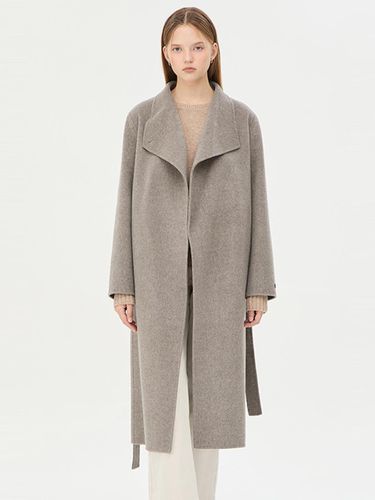 Shawl Collar Belted Wool-Cashmere Long Coat (SACT38461MG) - Sisley - Modalova