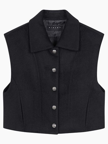 Wool Cropped Collared Button-Front Vest (SACT85461DN) - Sisley - Modalova