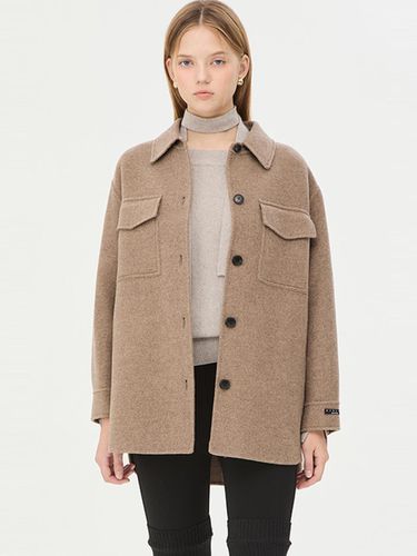 Wool Blend Overfit Shirt Style Coat (SACT35461MW) - Sisley - Modalova