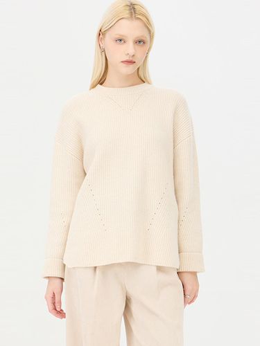 Roll-up Cashmere Wool Blend Pullover (SAKP34461BE) - Sisley - Modalova