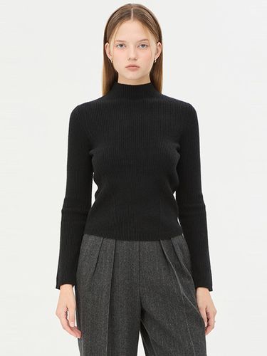 Semi-High Neck Wool Cashmere Ribbed Pullover (SAKP33461BK) - Sisley - Modalova