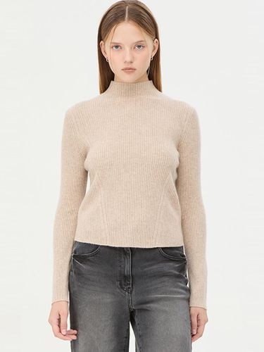 Semi-High Neck Wool Cashmere Ribbed Pullover (SAKP33461BE) - Sisley - Modalova