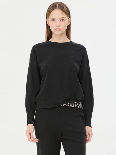 Wool Blend Contrast Lettering Twisted Knit [Black] (SAKP31461BK) - Sisley - Modalova