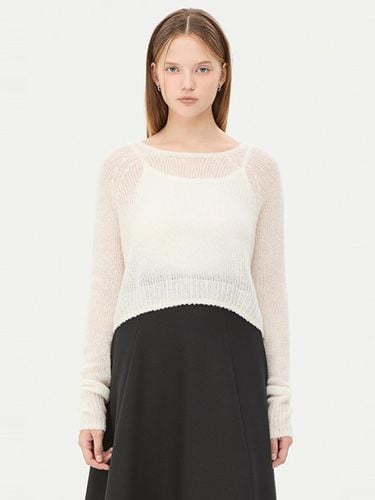 Cashmere Blend Cropped Textured Knit Sweater (SAKP49461IV) - Sisley - Modalova