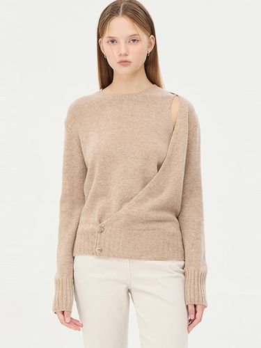 Wool Diagonal Wrap Round Neck Pullover (SAKP44461ME) - Sisley - Modalova