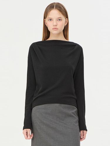 Cowl Neck Shirring Jersey T-shirt [Black] (SATS33461BK) - Sisley - Modalova