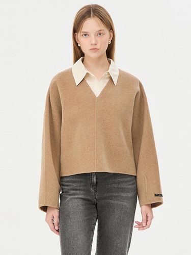 Dublin V-neck Voluminous Wool Blouse [Light Brown] (SAWS31461CA) - Sisley - Modalova