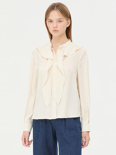 Satin Ruffle Tie-Style Blouse (SAWS40461CR) - Sisley - Modalova