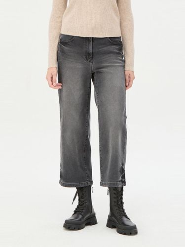 Back Elastic Banding Wide Ankle Denim Pants (SADP36461BK) - Sisley - Modalova