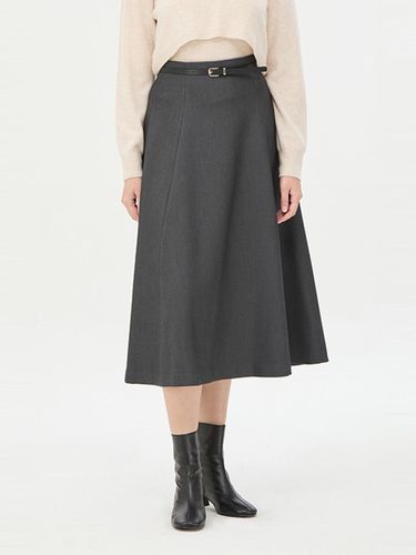 Belted High-Waisted Flare Skirt [Grey] (SASK35461GR) - Sisley - Modalova