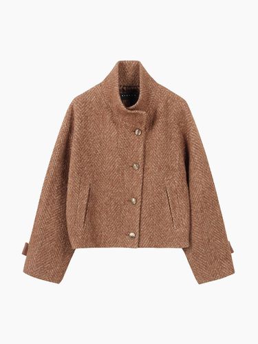 Camper Herringbone High Neck Wool-Blend Jacket (SAJK43461BR) - Sisley - Modalova