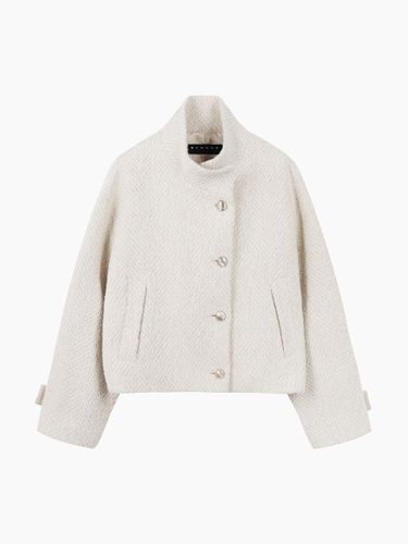 Camper Herringbone High Neck Wool-Blend Jacket (SAJK43461IV) - Sisley - Modalova