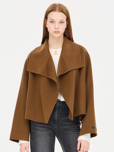 Wool Cashmere Shawl Collar Short Coat [Brown] (SACT32461BR) - Sisley - Modalova