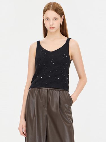 Fur Blend Beading Sleeveless Knit Top (SAKP54461BK) - Sisley - Modalova