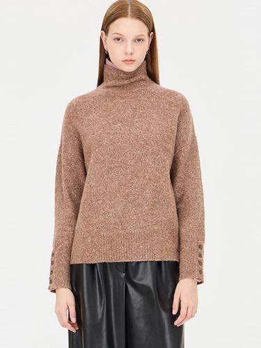 Alpaca Blend High Neck Color Block Loose Fit Knit (SAKP61461BR) - Sisley - Modalova