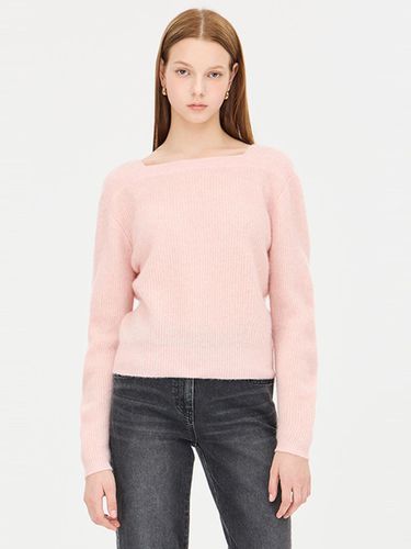 Alpaca Blend Back Twist V-neck Knit [Pink] (SAKP62461PK) - Sisley - Modalova