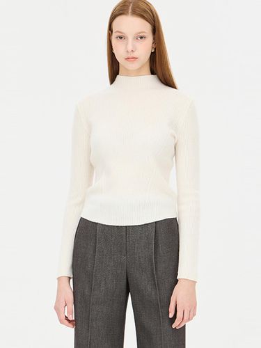 Semi-High Neck Wool Cashmere Ribbed Pullover (SAKP33461IV) - Sisley - Modalova