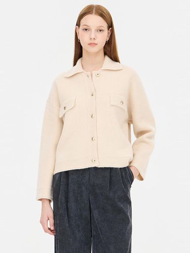 Wool Camel Blend Double-Knit Relaxed Fit Cardigan (SAKC42461BE) - Sisley - Modalova