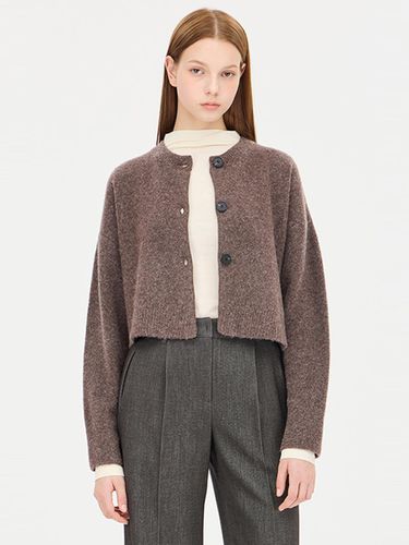 Llama Wool Blend Crop Unbalanced Cardigan (SAKC47461BR) - Sisley - Modalova