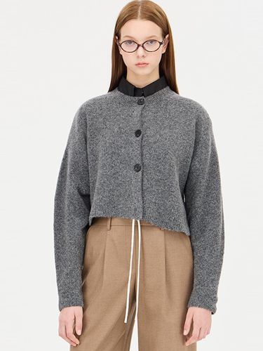 Llama Wool Blend Crop Unbalanced Cardigan (SAKC47461CG) - Sisley - Modalova