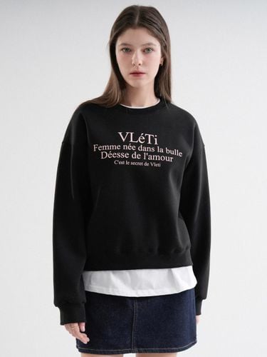 Fleece-lined Crop Overfit Sweatshirt [Black] - VLETI - Modalova