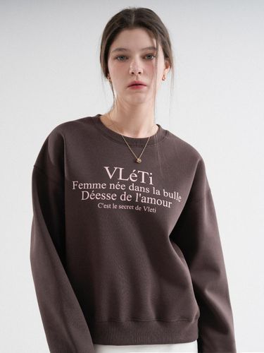 Fleece-lined Tentadumble Logo Crop Sweatshirt [BROWN] - VLETI - Modalova