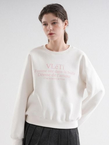 Fleece-lined Crop Oversized Sweatshirt [Beige] - VLETI - Modalova