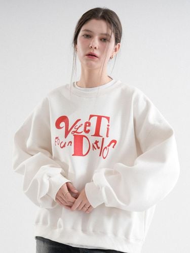 Fleece-lined Oversized Logo Sweatshirt [Beige] - VLETI - Modalova