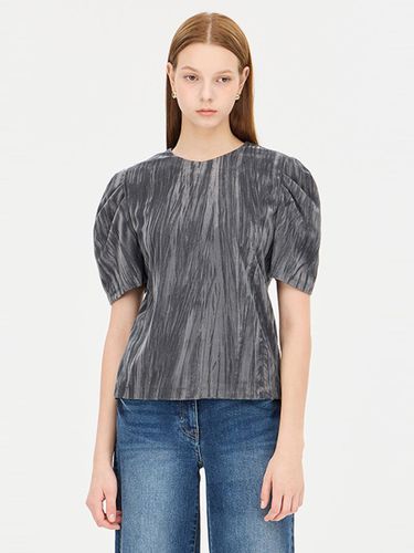 Embossed Texture Velvet Puff Sleeve Blouse (SAWS41461GR) - Sisley - Modalova