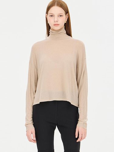 Wool Jersey High-Neck Loose Fit T-Shirt (SATS14441BG) - Sisley - Modalova